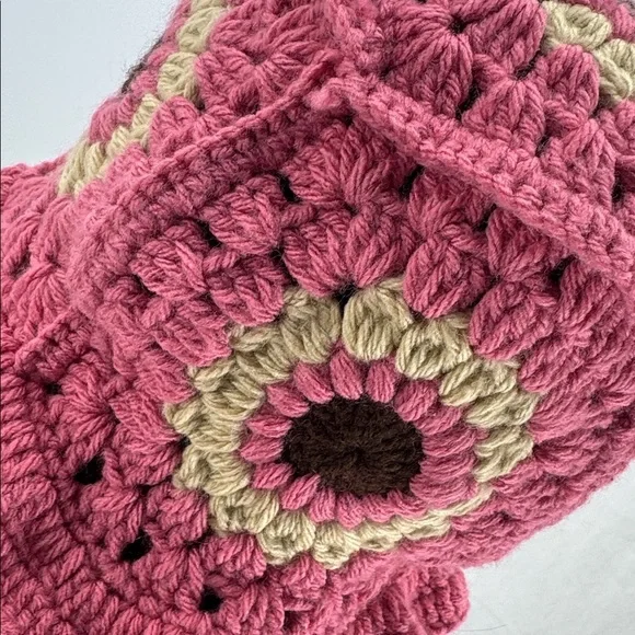 Vintage 70s Boho Hippie Mod Groovy Handmade Crochet Granny Square Bucket Hat - Picture 6 of 11
